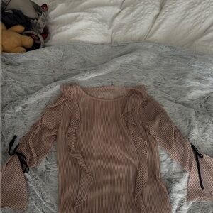 Striped Ruffle Sleeve Top